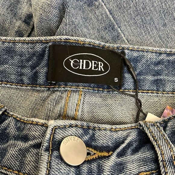Brand New Cider Jeans Women's Small Distressed Destroyed Hem Blue Straight Jeans - Picture 7 of 10